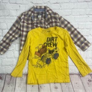 OshKosh B'gosh toddler boy bundle dirt crew T & plaid button down mix 2T-3T